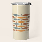 Fish Stripe Mid-Century Modern Minimalism in Slate Blue Brown Orange Beige Travel Mug Gallery Image 2