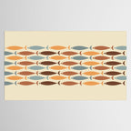 Fish Stripe Mid-Century Modern Minimalism in Slate Blue Brown Orange Beige Tablecloth Gallery Image 2