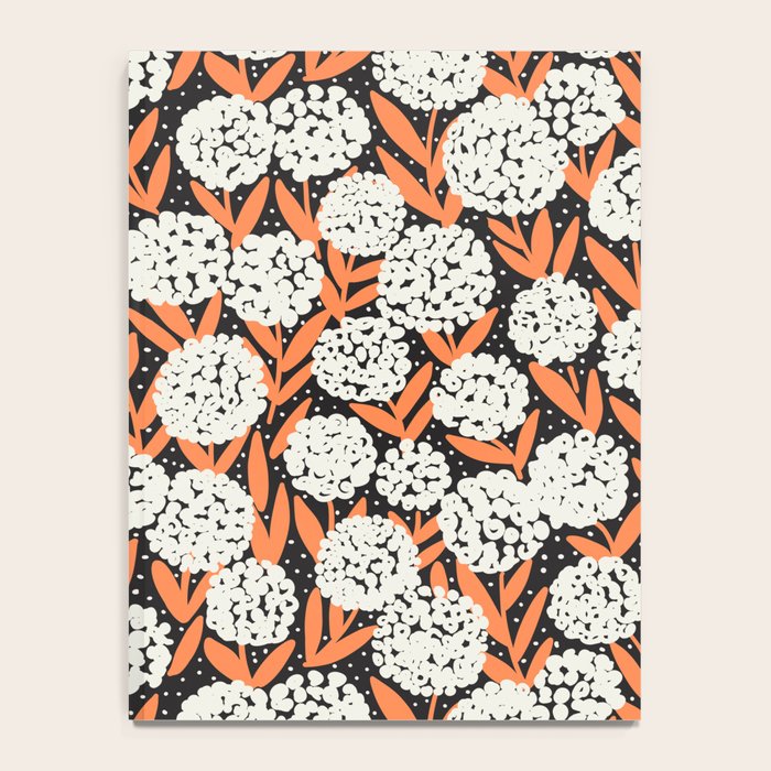 Blooming Abstract White and Orange Allium Flowers on Black Notebook Gallery Image 4