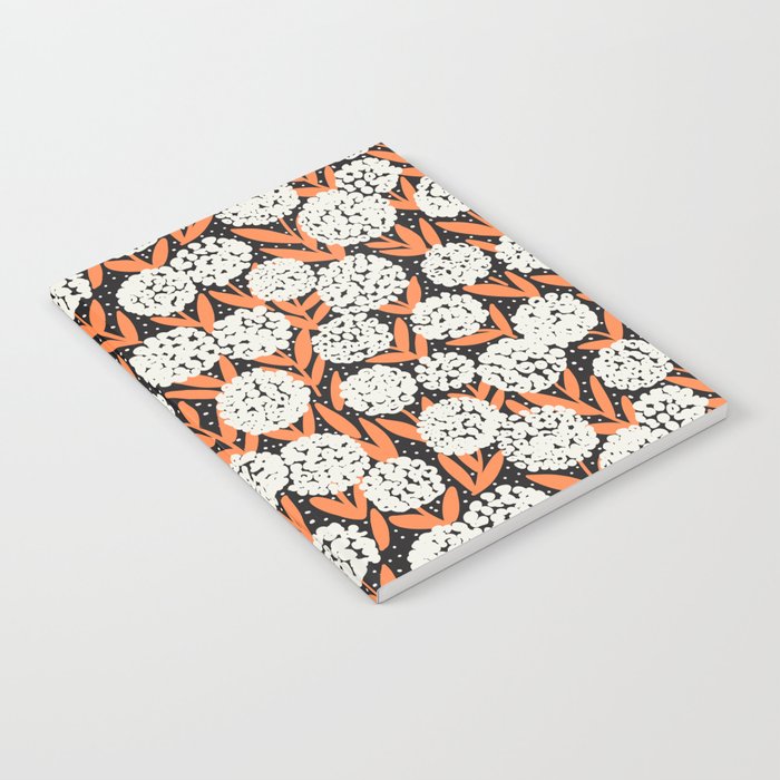 Blooming Abstract White and Orange Allium Flowers on Black Notebook Gallery Image 2
