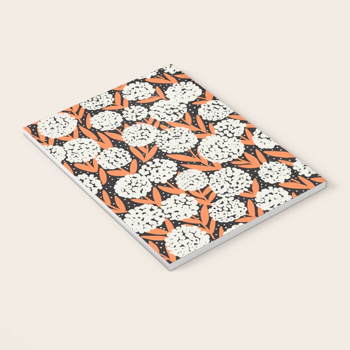 Blooming Abstract White and Orange Allium Flowers on Black Notebook Gallery Image 3