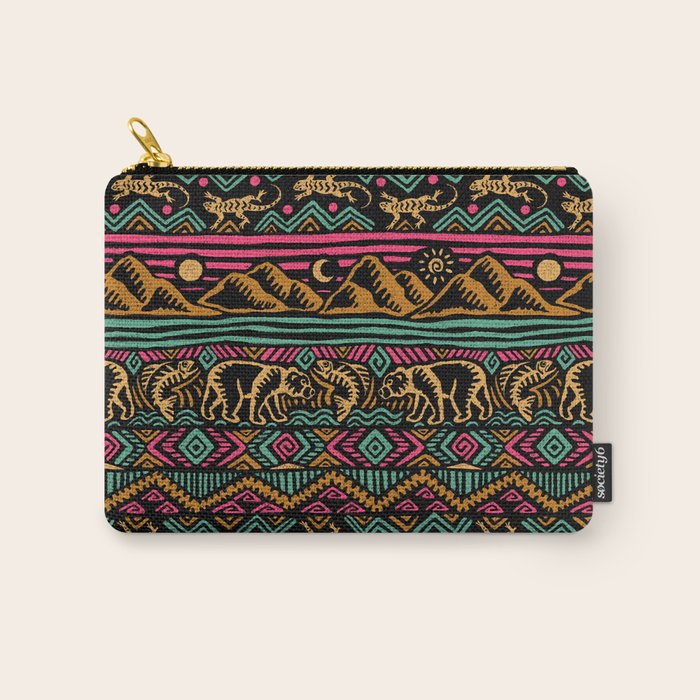 Mangatsika Mountain Stripe - Gold, pink, and teal Carry All Pouch Gallery Image 1