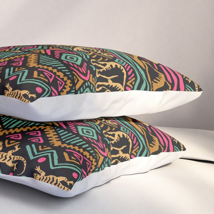 Mangatsika Mountain Stripe - Gold, pink, and teal Pillow Sham Gallery Image 3