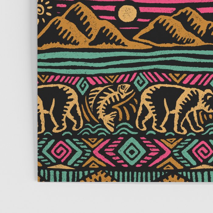 Mangatsika Mountain Stripe - Gold, pink, and teal Poster Gallery Image 3