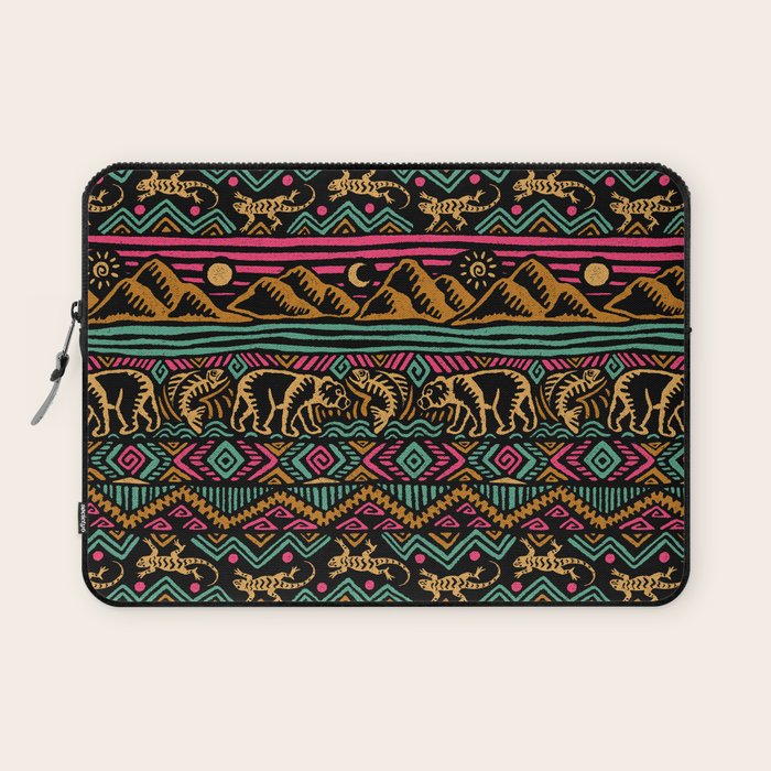 Mangatsika Mountain Stripe - Gold, pink, and teal Laptop Sleeve Gallery Image 1