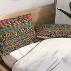 Mangatsika Mountain Stripe - Gold, pink, and teal Pillow Sham Gallery Image 2
