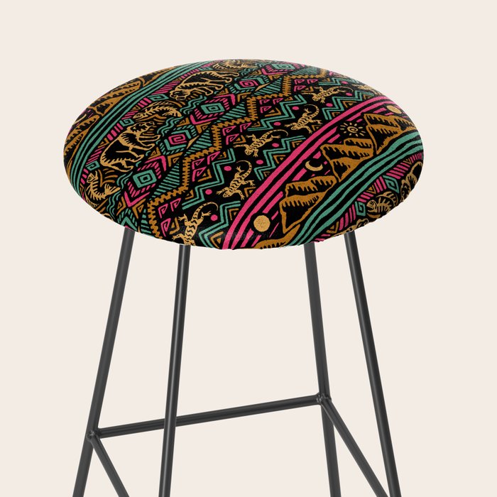 Mangatsika Mountain Stripe - Gold, pink, and teal Stool Gallery Image 2