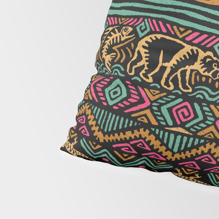 Mangatsika Mountain Stripe - Gold, pink, and teal Pillow Sham Gallery Image 4