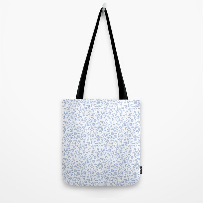 Ditsy Toile Floral Blue and White Tote Bag Gallery Image 2
