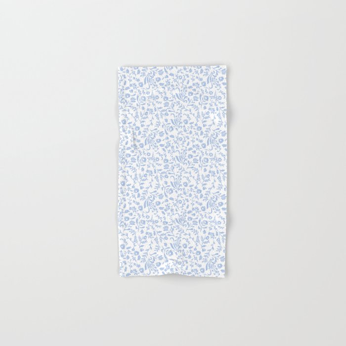 Ditsy Toile Floral Blue and White Bath Towel Gallery Image 1
