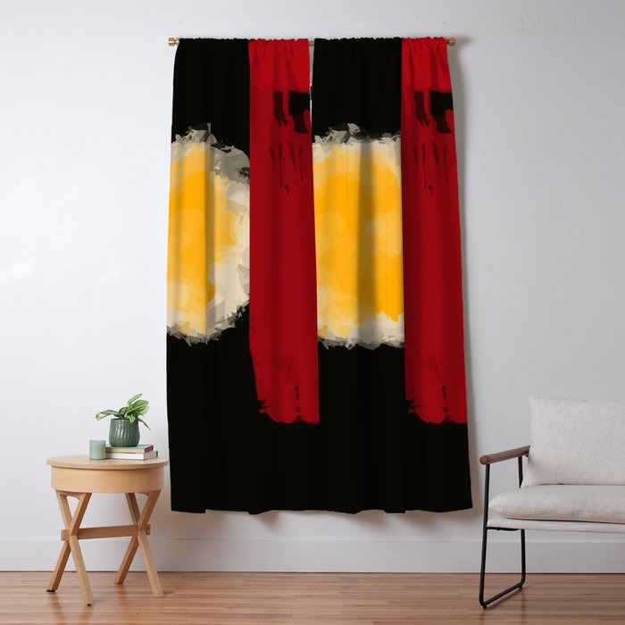 Zen abstract minimal red yellow and black Window Curtain Gallery Image 1