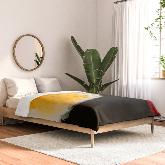 Zen abstract minimal red yellow and black Comforter Gallery Image 2