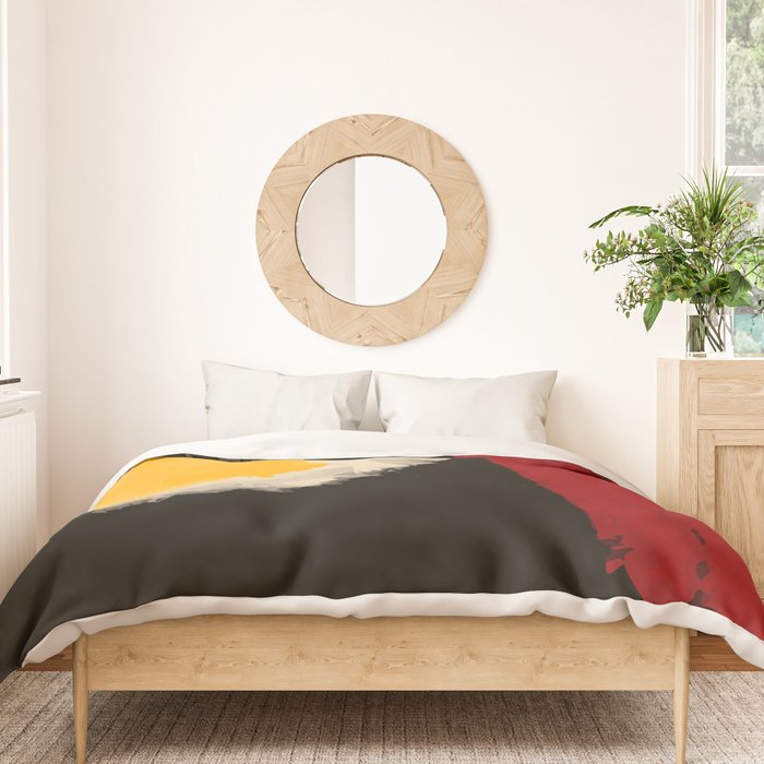 Zen abstract minimal red yellow and black Duvet Cover Gallery Image 3