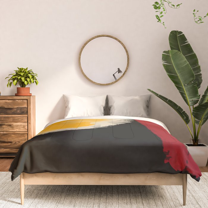 Zen abstract minimal red yellow and black Comforter Gallery Image 3