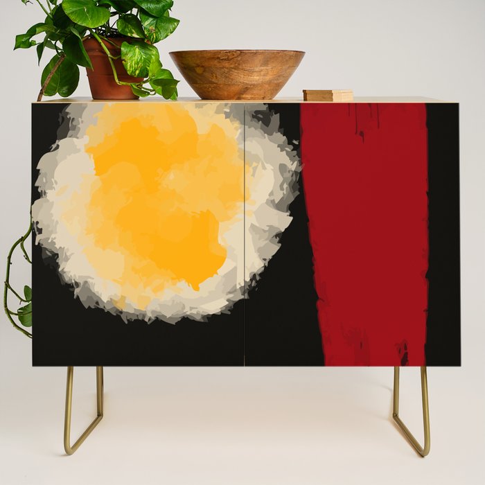Zen abstract minimal red yellow and black Credenza Gallery Image 1