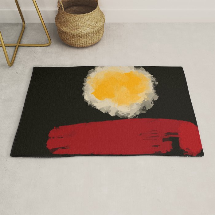 Zen abstract minimal red yellow and black Rug Gallery Image 1