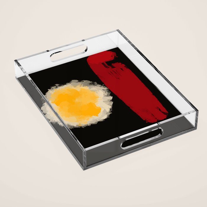 Zen abstract minimal red yellow and black Acrylic Tray Gallery Image 1
