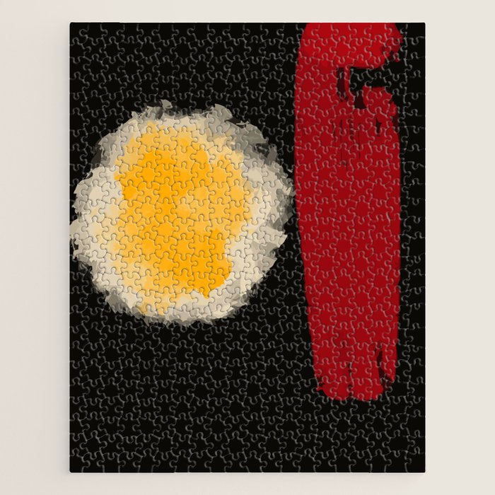 Zen abstract minimal red yellow and black Jigsaw Puzzle Gallery Image 1