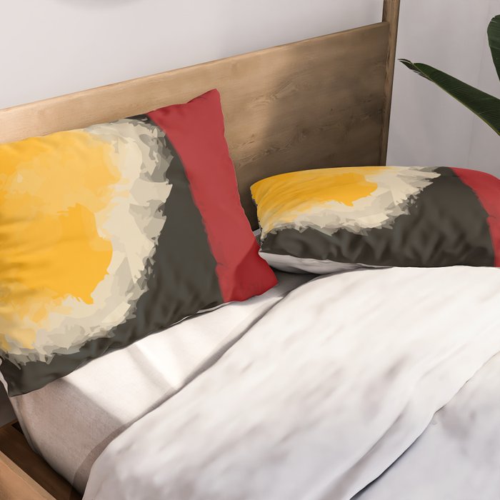 Zen abstract minimal red yellow and black Pillow Sham Gallery Image 2