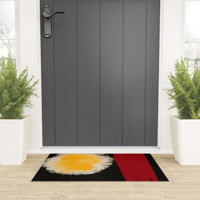 Zen abstract minimal red yellow and black Welcome Mat Gallery Image 3