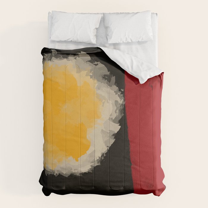 Zen abstract minimal red yellow and black Comforter Gallery Image 1