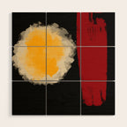 Zen abstract minimal red yellow and black Wood Wall Art Gallery Image 1