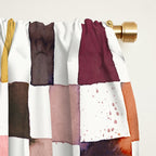 Watercolor Fall Checker Rustic Earthy Window Curtain Gallery Image 2