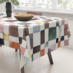 Watercolor Fall Checker Rustic Earthy Tablecloth Gallery Image 3