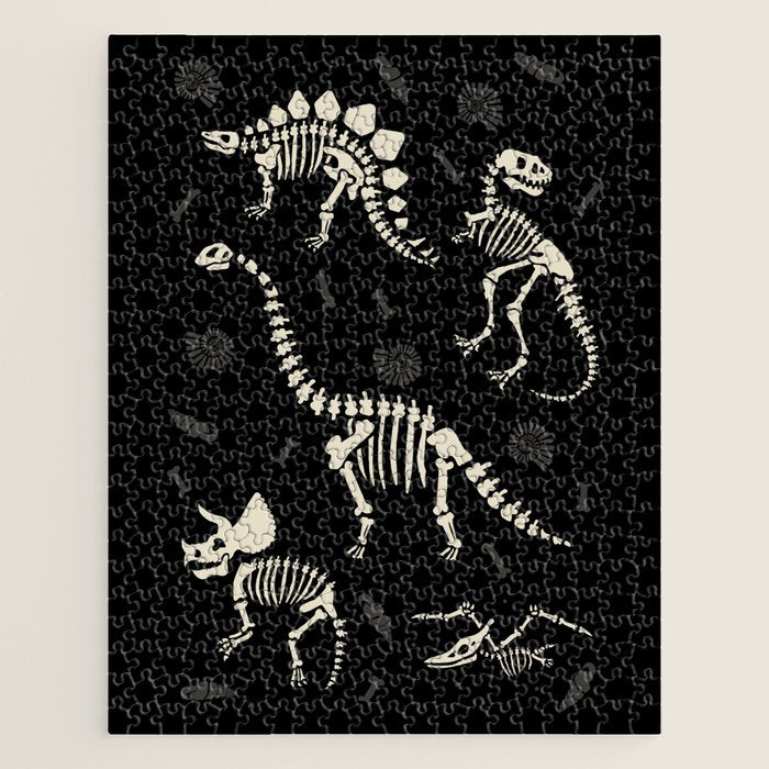 Dinosaur Fossils on Black Jigsaw Puzzle Gallery Image 1