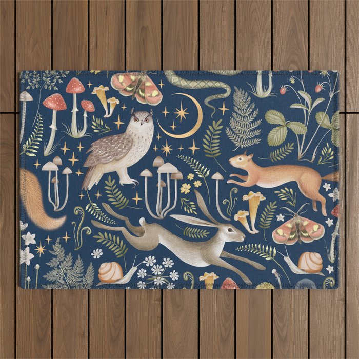 Enchanted Magical Midnight Forest Outdoor Rug Gallery Image 1