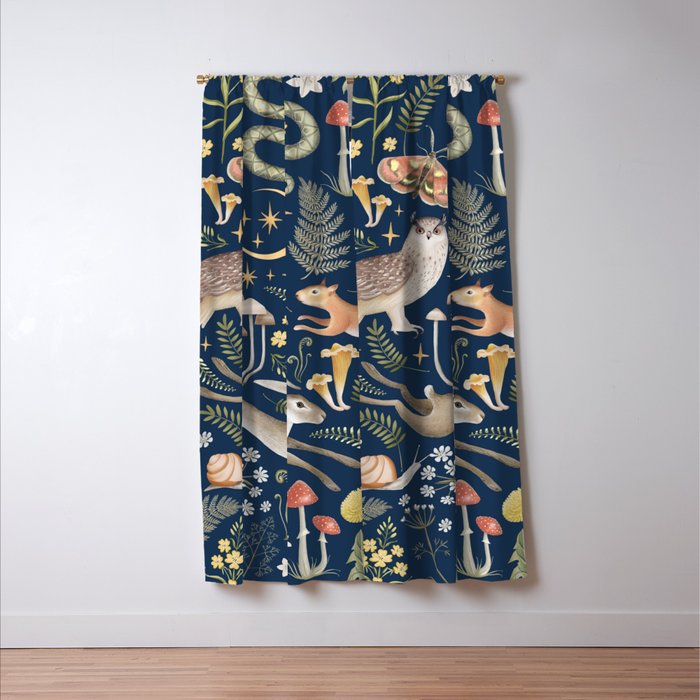Enchanted Magical Midnight Forest Window Curtain Gallery Image 3