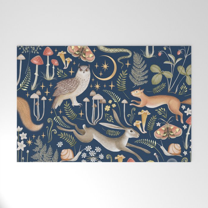 Enchanted Magical Midnight Forest Welcome Mat Gallery Image 1