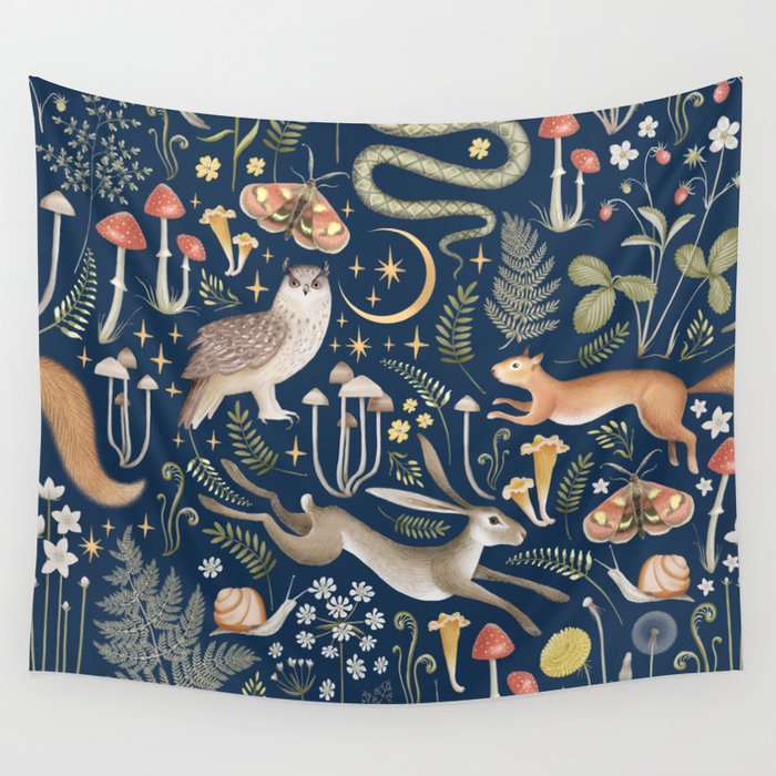 Enchanted Magical Midnight Forest Wall Tapestry Gallery Image 4