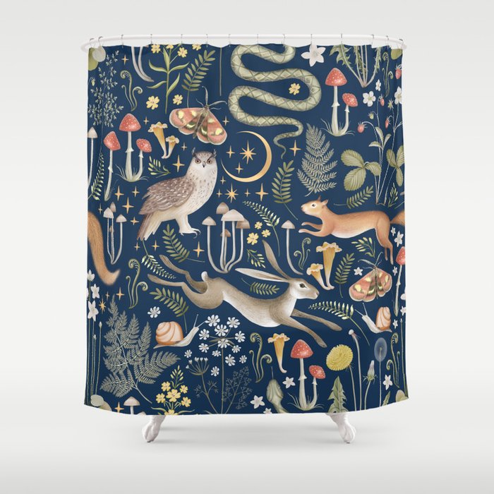 Enchanted Magical Midnight Forest Shower Curtain Gallery Image 1