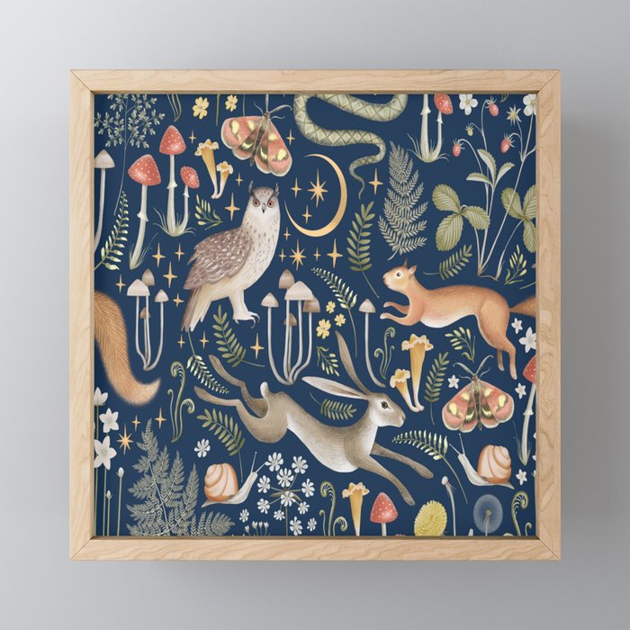 Enchanted Magical Midnight Forest Mini Art Print Gallery Image 1