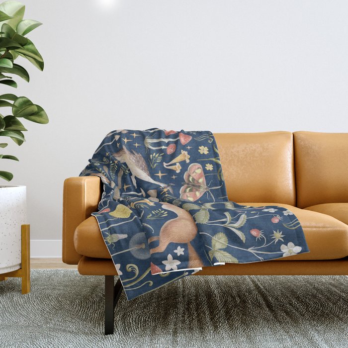 Enchanted Magical Midnight Forest Throw Blanket Gallery Image 1