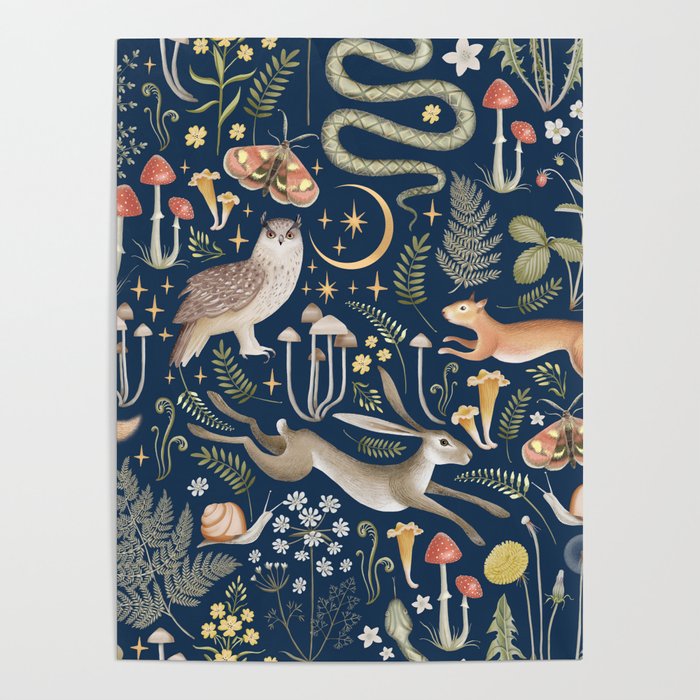 Enchanted Magical Midnight Forest Poster Gallery Image 4