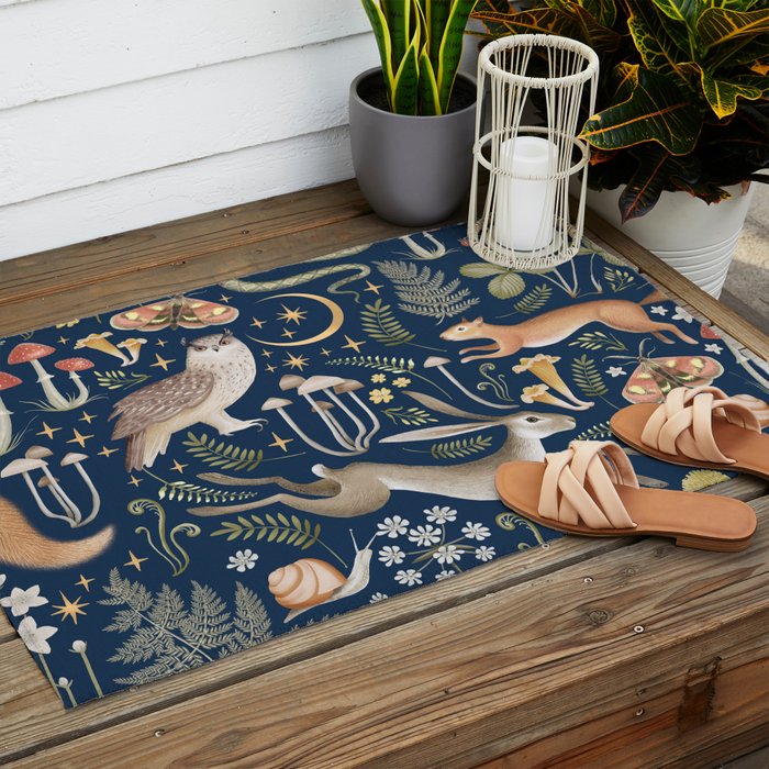 Enchanted Magical Midnight Forest Outdoor Rug Gallery Image 2