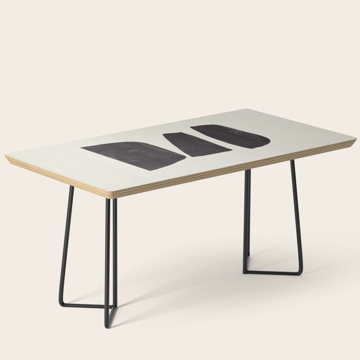 Black & White Minimalist Abstract Shapes Patterns Black Ink Painting Coffee Table Gallery Image 1