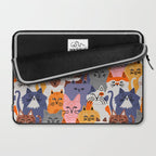 Funny diverse cat crowd character cartoon background Laptop Sleeve Gallery Image 2