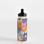 Funny diverse cat crowd character cartoon background Water Bottle Gallery Image 2