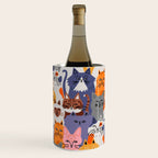 Funny diverse cat crowd character cartoon background Wine Chiller Gallery Image 1