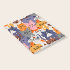 Funny diverse cat crowd character cartoon background Notebook Gallery Image 2