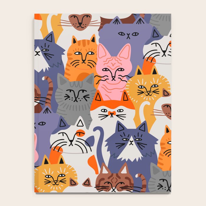 Funny diverse cat crowd character cartoon background Notebook Gallery Image 4