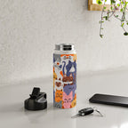 Funny diverse cat crowd character cartoon background Water Bottle Gallery Image 4
