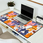 Funny diverse cat crowd character cartoon background Desk Mat Gallery Image 2