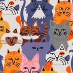 Funny diverse cat crowd character cartoon background Coffee Mug Gallery Image 2
