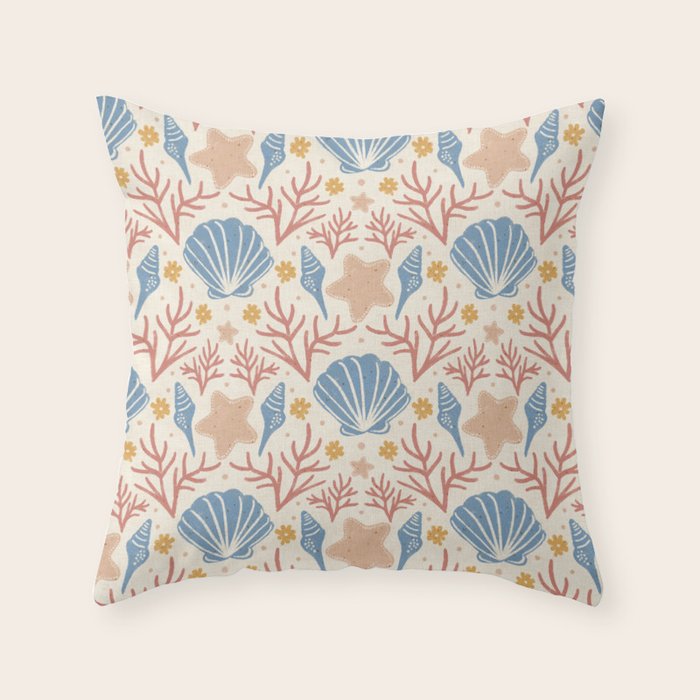 Seashells and Starfish Throw Pillow Gallery Image 1