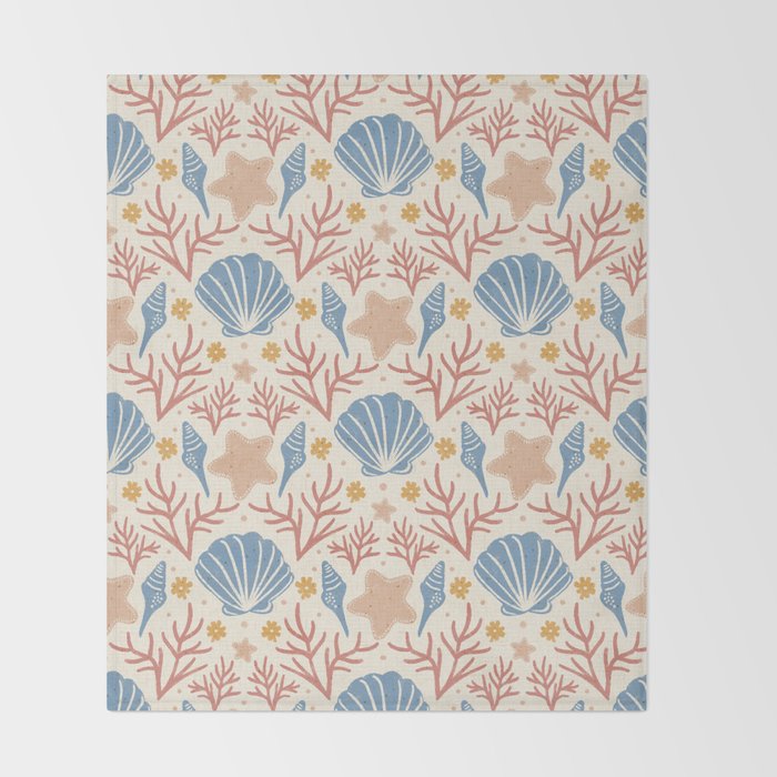 Seashells and Starfish Throw Blanket Gallery Image 2