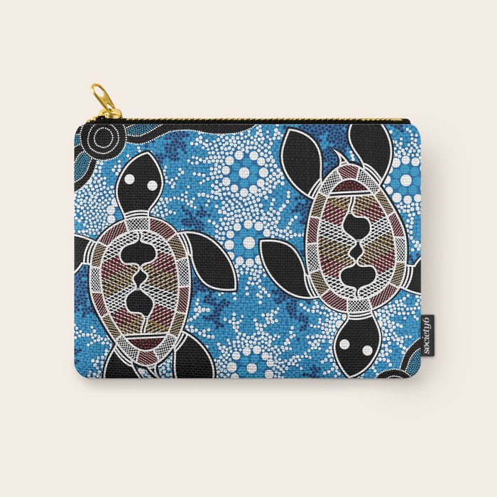 Authentic Aboriginal Art - Sea Turtles Carry All Pouch Gallery Image 1